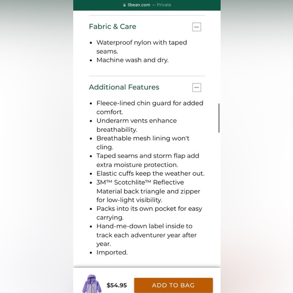 12-18m Girls L.L.Bean Rain Coat - Picture 10 of 10